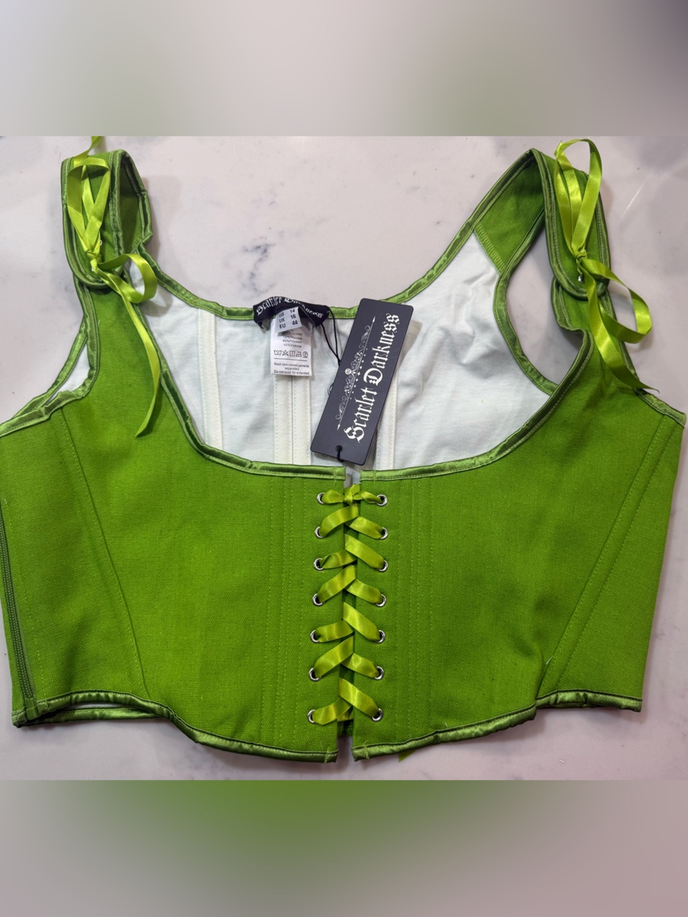 Scarlet Darkness Women's Lime Green Lace-Up Corset Size 14 New With Tags Cosplay